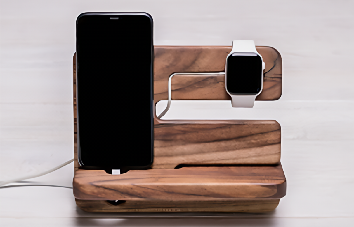 Holz-Organizer für Smartphone, Uhr & Co