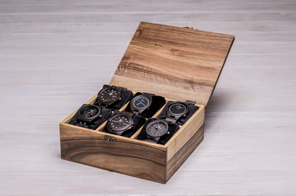 Kantige Uhrenbox für sechs Uhren